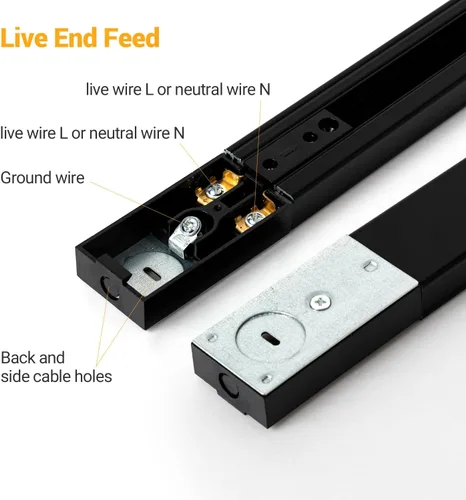 Vista 6 de VANoopee Kit de iluminación LED de 12 luces con rieles de pista tipo H de 6.6 pies, cabezales de luz regulables, lámpara de techo brillante