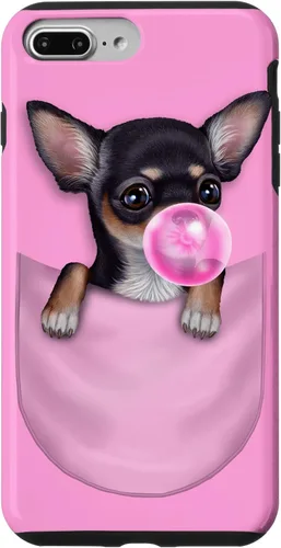 Vista 12 de Black Chihuahua Dog in Pocket with Bubble Gum Case for iPhone 17