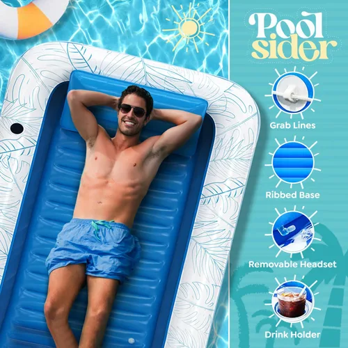 Vista 5 de Premium Inflatable Tanning Pool Lounger Large Inflatable Tanning Bed for Adults - 4 in 1 Multipurpose Suntan Tub Pool Floats Adults, Inflatable