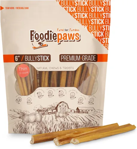 Vista 9 de FOODIEPAWS Bully Sticks de 4 pulgadas para perros, paquete a granel de 1 libra Pizzle de carne de res alimentada con pasto natural Sin cuero