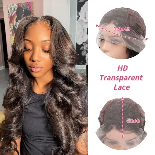Vista 6 de soHygge Pelucas de cabello humano con encaje frontal de 13 x 4 pulgadas, pelucas de encaje frontal de 24 pulgadas, prearrancadas con abuelitos