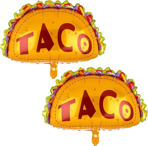 2 globos de aluminio de Mylar grandes de taco mexicano, decoración de fiesta temática de fiesta de baby shower