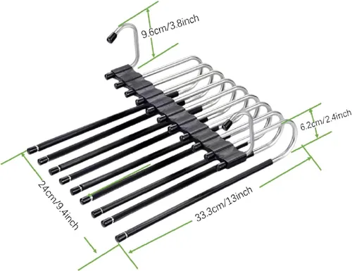 Vista 2 de Paquete de 2 perchas plegables de 9 capas para pantalones que ahorran espacio, percha multifuncional para pantalones, percha con agujero para colgar