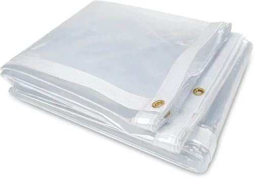 Vista 10 de Cortina de lona transparente para exteriores de 6 x 8 pies, impermeable, a prueba de viento, lona de vinilo transparente de 0.945 in, para patio