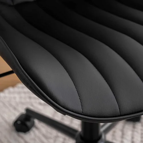 Vista 83 de YOUNIKE Silla de escritorio de oficina en casa con ruedas, silla de tocador sin brazos con respaldo, cómoda y moderna silla tapizada de cuero