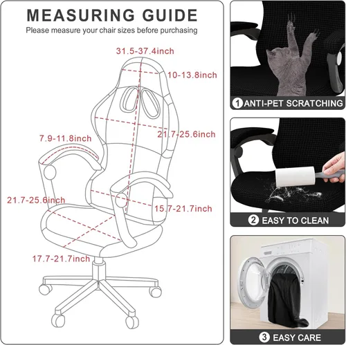 Vista 6 de Gaming Chair Cover Waterproof Cat Scratch Proof , Stretch Gaming Chair Seat Cover with Armrest Breathable for Big and Tall, Anti Scratch Pet