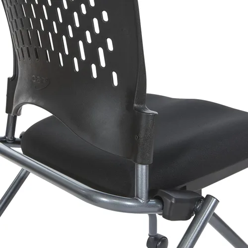 Vista 6 de Office Star - Silla anidadora plegable de plástico ventilado alrededor de la espalda, paquete de 2, tela FreeFlex de carbón