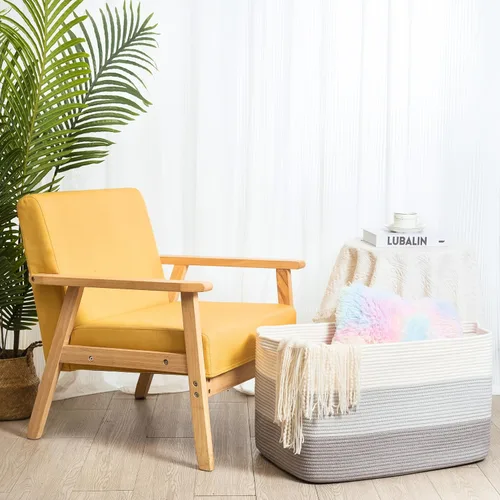 Vista 5 de MINTWOOD Design Canasta de manta extra grande de 22 pulgadas para sala de estar, canasta de almacenamiento tejida de cuerda rectangular con asas