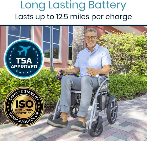 Vista 3 de Vive Silla de ruedas eléctrica plegable, silla de ruedas plegable, scooter de potencia estrecha, resistente, aprobada por la TSA, tamaño compacto