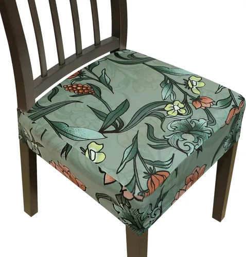 Vista 24 de Juego de 2 fundas elásticas de asiento para sillas de comedor, fundas para sillas de comedor de tela jacquard, fundas de asiento extraíbles y Beige
