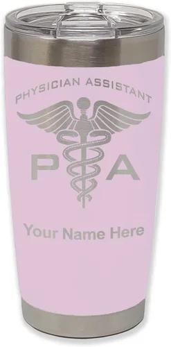 Vista 21 de LaserGram Vaso aislado al vacío de 20 onzas, asistente médico PA, grabado personalizado incluido (negro)