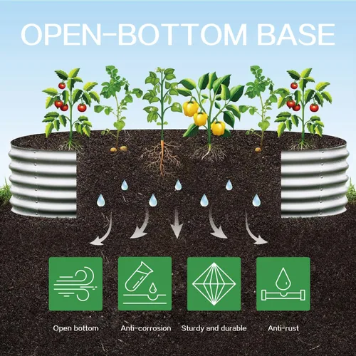 Vista 12 de GARDMAX 2x2x1FT Galvanized Round Raised Garden Bed Kit, Metal Planter Boxes Outdoor with Easy Assembly, Large Garden Bed for Vegetables, Fruits