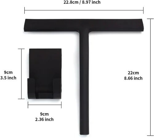 Vista 2 de KAUKKO - Escobilla de ducha multiusos para puertas de ducha, baño, ventana y vidrio de automóvil, mango ergonómico antideslizante (negro)