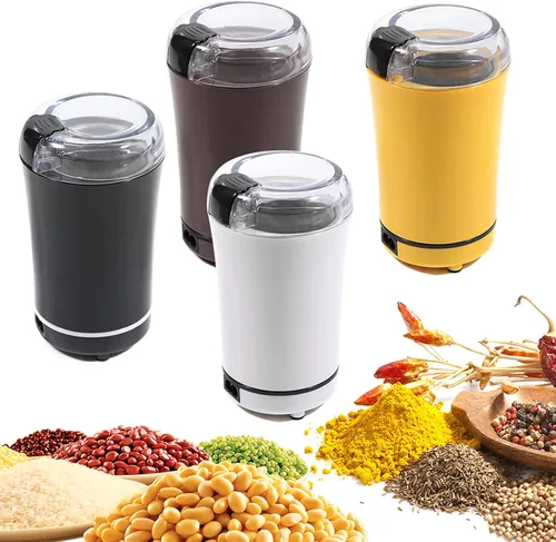 Vista 7 de Molinillo de café eléctrico, potente molinillo eléctrico de granos de café, molinillo de especias con hoja de acero inoxidable (blanco)