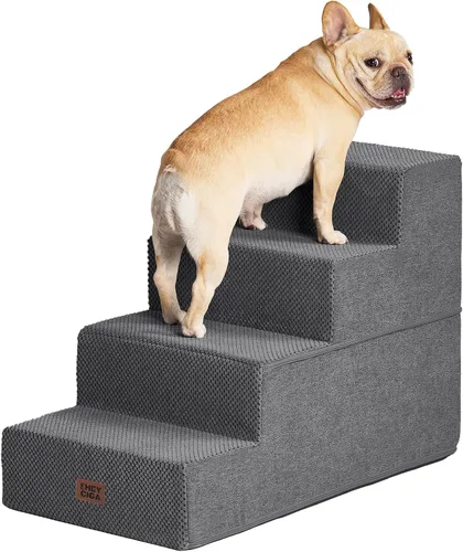 Vista 26 de EHEYCIGA Escaleras para perros pequeños de 16.5" de altura, escalones de 3 peldaños extra anchos para perros para sofá y silla, escalones para 2-Gris