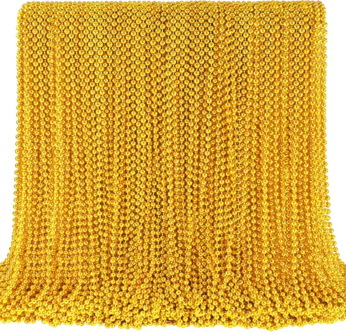 Vista 14 de 144 collares de cuentas negras, cuentas de Mardi Gras negras, collares de Nochevieja, collar redondo de cuentas de Halloween de 33 pulgadas, cuentas