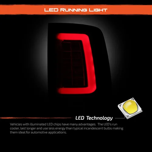 Vista 3 de AKKON - Para [lubricante de luz LED en forma de C] 2013-2018 Dodge Ram Pickup Truck (DS/DJ/D2) luces traseras negras luces traseras izquierda+par