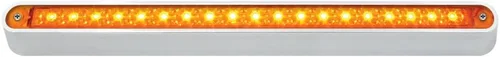 Grand General 76290 Amber - Barra de luz sellada de 12 pulgadas con 19 LED con base cromada y 3 cables para doble función