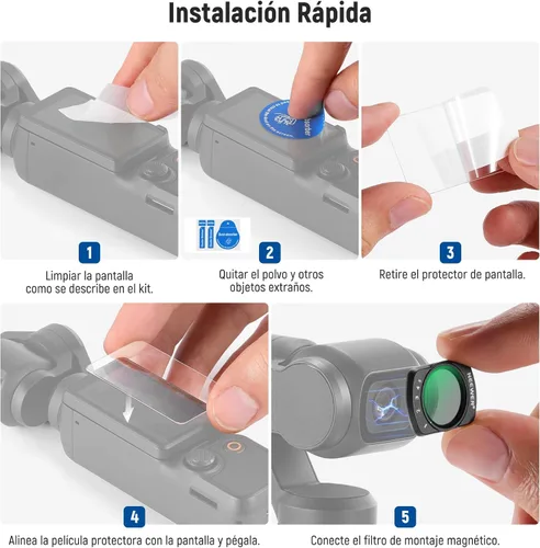 Vista 8 de NEEWER Juego de Filtro ND Magnético Compatible con DJI Osmo Pocket 3 Combo de Accesorios para Creadores, Filtro de Efecto de Densidad Neutral