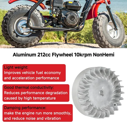 Vista 2 de GREHUA Aluminum 212cc Flywheel 10krpm Compatible with Predator 212 Non Hemi Ghost 196cc 224cc 69730 69736 6.5Hp GX160 GX200 BSP Tilly Engine Coleman