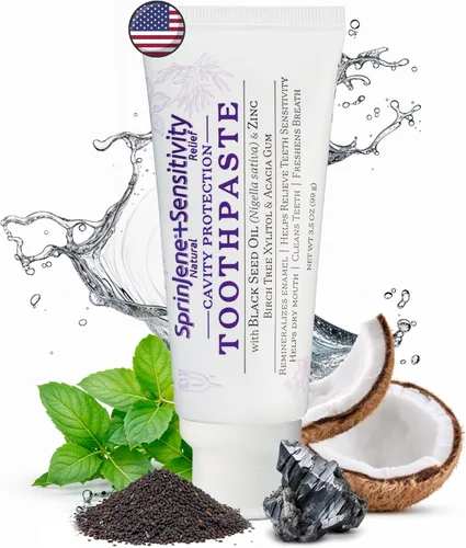 Vista 15 de SprinJene Sensibilidad natural y pasta de dientes con flúor de encías, alivio de dientes sensibles y protección de caries, pasta de dientes natural