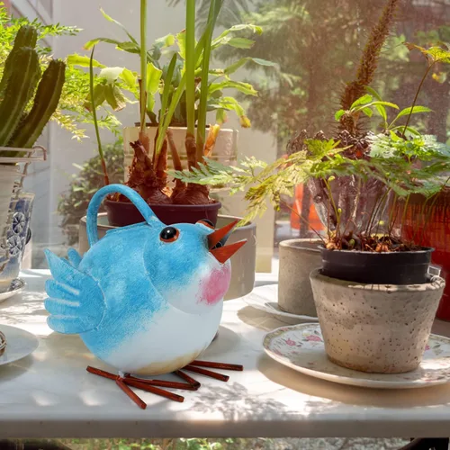 Vista 5 de Regadera de metal linda de pájaro para plantas de interior/exterior, regadera pequeña funcional de jardín, regadera decorativa para plantas de casa