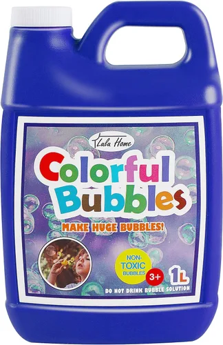 Solución concentrada de burbujas Lulu Home, repuesto de 1 L/33.8 onzas para máquinas de burbujas, varitas gigantes y sopladores - hasta 2.5 galones