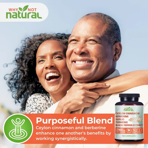 Vista 3 de Cápsulas orgánicas de canela de Ceilán 5 en 1 con berberina, ajo, cúrcuma, pastillas de extracto de pimienta negra