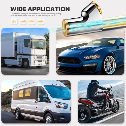 Vista 7 de LUMITECO Mandril de Aire de Doble Cabezal de Alcance Extendido de 12", Conexión de 2 Vías 1/4" FNPT Recto con Bloqueo de Pie en Mandril de Inflado