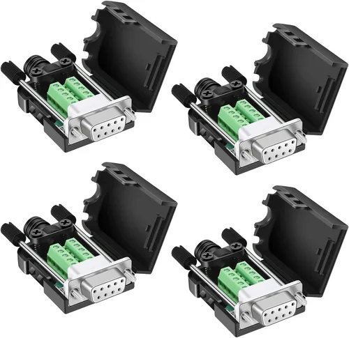 Vista 10 de BIFALE DB9 Conector de ruptura (2 machos+2 hembra), DB9 Conector sin soldadura RS232 D-SUB Adaptadores serie 0.630 in más delgado 9 pin puerto