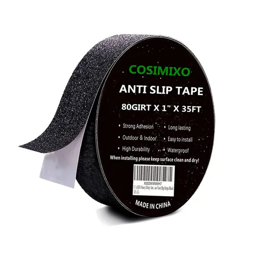 COSIMIXO Cinta Antideslizante de Trabajo Pesado de 1" x 35 Pies, Mejor Fricción de 80 Grit, Agarre, Abrasiva para Escaleras Exterior/Interior Cinta