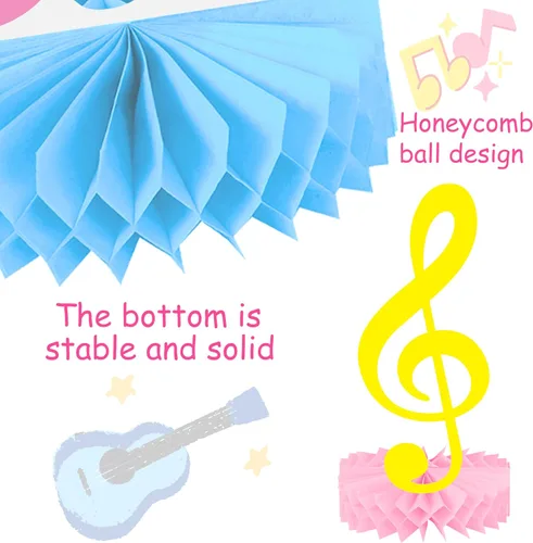 Vista 4 de C L cooper life Centros de mesa con temática de nido de abeja musical, decoración de fiesta de cumpleaños musical, 11 piezas de centro de mesa