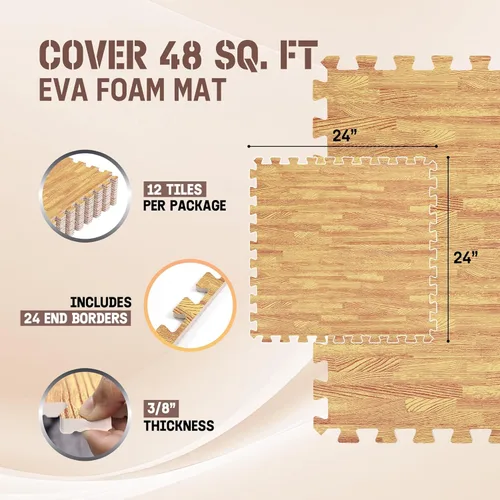 Vista 2 de Yes4All Alfombrillas Entrelazadas de EVA, Baldosas de Suelo tipo Rompecabezas, Acolchado de Suelo de Espuma con Borde para Muebles, Espacio