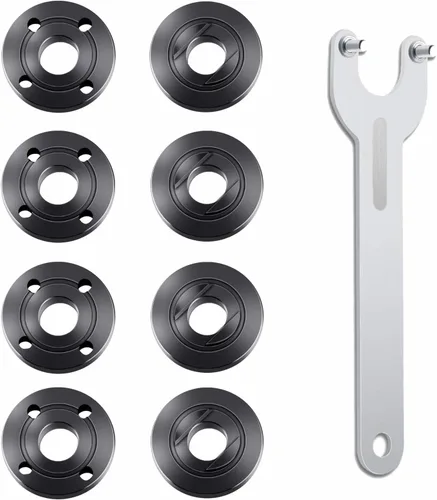 Vista 8 de Juego de llaves de tuerca para esmeriladora de 9 piezas, llave de esmeriladora de brida 5/8-11, tuerca de bloqueo de metal para esmeriladora