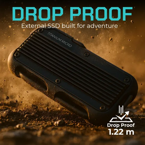 Vista 3 de Titanium Micro SSD externo de 500 GB - SSD portátil Mercury, hasta 1000 MB/s, USB 3.2 Gen 2 USB-C USBA, resistente resistencia al agua IP66, a
