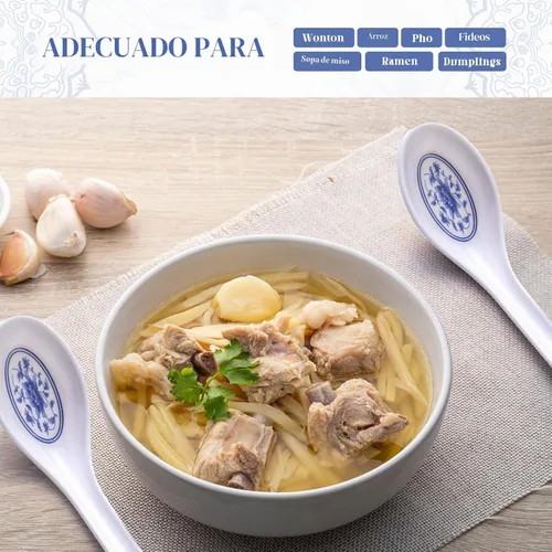Vista 3 de Hushee 100 cucharas de sopa asiática china, cucharas de sopa de melamina grandes a granel, cucharas de ramen reutilizables japonesas, cuchara