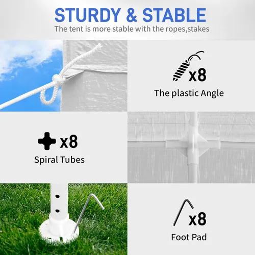 Vista 8 de Carpa para exteriores, carpa de fiesta de boda, refugio de campamento, refugio instantáneo comercial, tienda de campaña impermeable con paredes