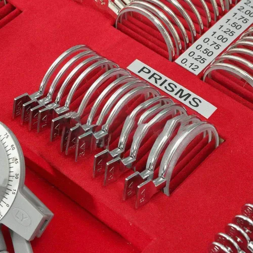 Vista 7 de Juego de lentes ópticas de prueba de 266 Uds., kit profesional de caja de optometría con borde de metal, marco de prueba de optometría, prueba