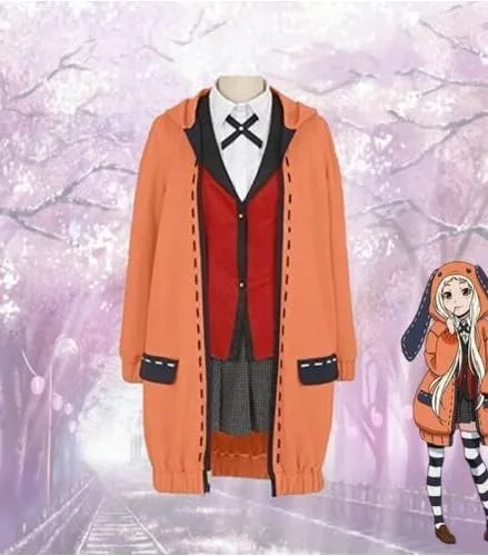Vista 2 de Anime Kakegurui Cosplay Yomotsuki Runa Costume Hoodie Size Medium Orange