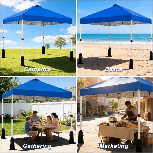 Vista 8 de WEIZE Tienda de campaña desplegable de 10 x 10 pies, tienda de campaña con 1 botón, refugio portátil instantáneo de altura ajustable, bolsa