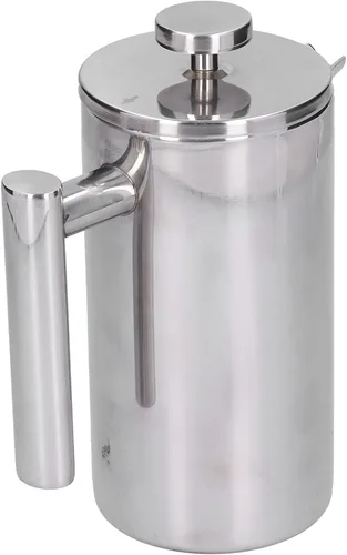 Vista 8 de GLOGLOW Cafetera de prensa francesa, prensas de café de acero inoxidable, cafetera, portátil, manual, tetera para oficina en casa (27.1 fl oz)