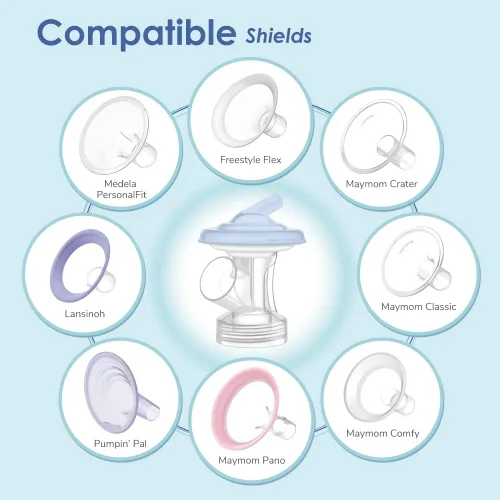 Vista 6 de Maymom MyFit - Juego de bridas de 0.67 pulgadas, conector de base de válvula de tubo protector pequeño compatible con bomba Medela en estilo Maxflow