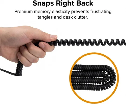 Vista 5 de iSoHo Phones: Cable de teléfono para teléfono fijo – sin problemas, cable de línea terrestre rizado para teléfono – Fácil de usar + excelente