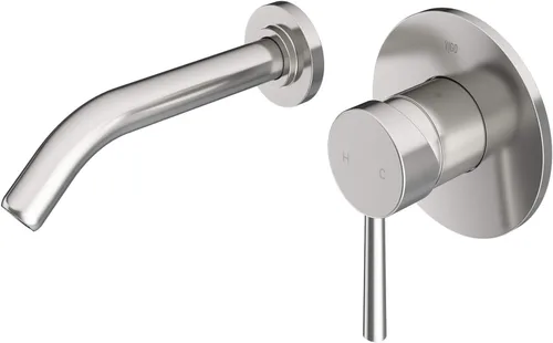 VIGO Olus - Grifo de lavabo de baño de un solo mango y dos agujeros, níquel cepillado, diseño moderno, latón macizo, válvula de disco de cerámica y