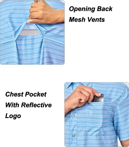 Vista 4 de Little Donkey Andy Camisas transpirables ligeras de secado rápido para hombre, para golf, senderismo, casual, UPF50