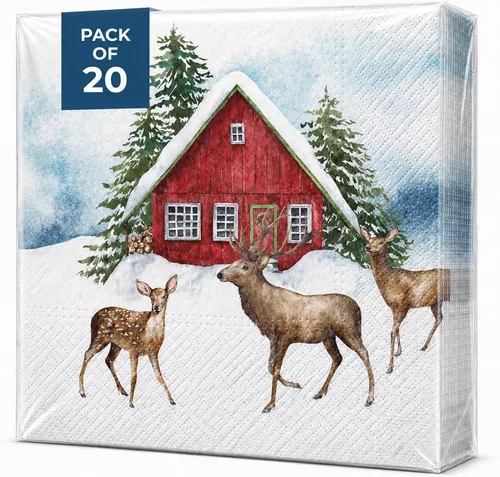 Vista 15 de AM Decor - 20 servilletas de papel de 3 capas de 3 capas para cenas de vacaciones, decoración Decoupage – 13 x 13 pulgadas (desplegada) luz de Luz