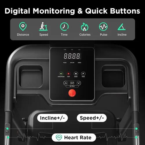 Vista 10 de YUEJIQI Treadmill with 0-15% Auto Incline, 3.5HP Quiet Brushless Foldable Treadmills for Home, Small Space Portable Running Walking Machine, 300 Lbs