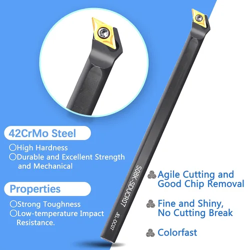 Vista 3 de Herramientas de torno de carburo – Juego de herramientas de corte de torno de metal, 21 piezas, 7 soportes de torneado de 5/16 pulgadas + 14 piezas