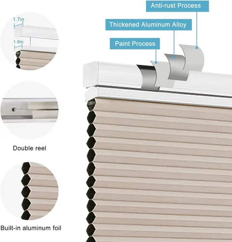 Vista 4 de MYshade Persianas Celulares Sin Cordón de Arriba Hacia Abajo y de Abajo Hacia Arriba, Persianas Opacas para Ventanas Interiores, Persianas