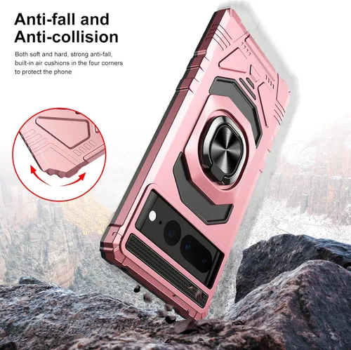 Vista 5 de Ailiber Funda para Google Pixel 6A, funda Google 6A con protector de pantalla, soporte de anillo para montaje magnético de automóvil de grado